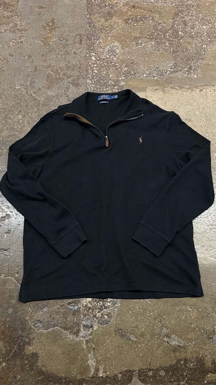 Polo Ralph Lauren Estate Rib Quarter-Zip Pullover Size L Black
